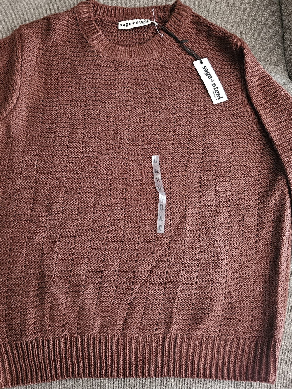 Asics Men's Knit Cardigan Sweater in Rust Brown
